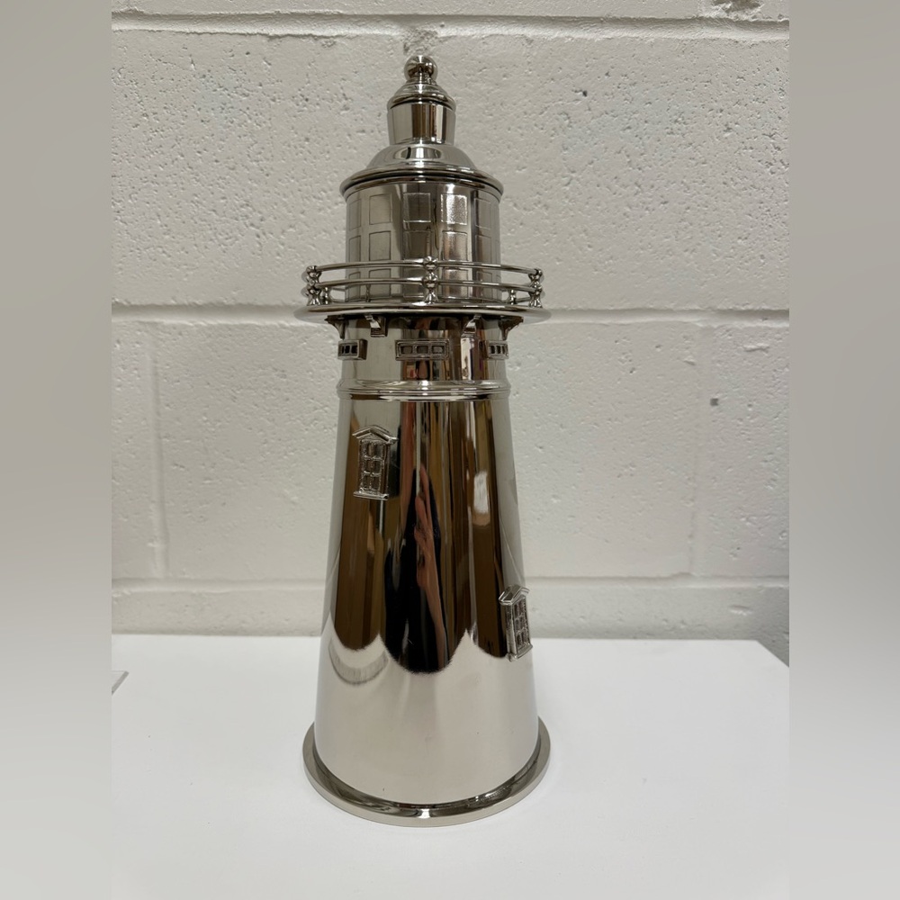Luxury Nautical Lighthouse Sculpture – Polished Metal Decor